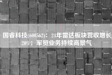 国睿科技(600562)：24年雷达板块营收增长20%；军贸业务持续高景气