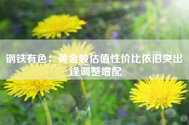 钢铁有色：黄金股估值性价比依旧突出 逢调整增配