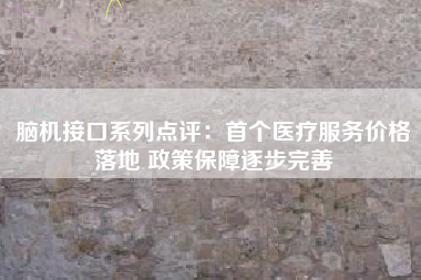 脑机接口系列点评：首个医疗服务价格落地 政策保障逐步完善