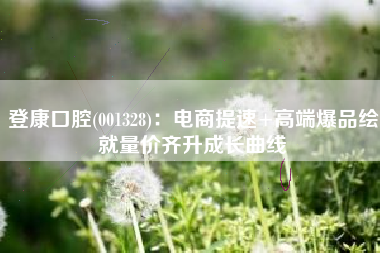 登康口腔(001328)：电商提速+高端爆品绘就量价齐升成长曲线