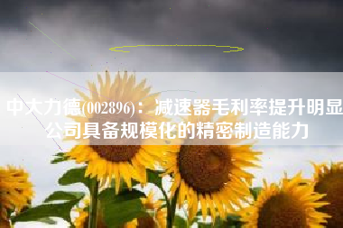 中大力德(002896)：减速器毛利率提升明显 公司具备规模化的精密制造能力