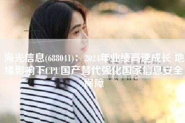 海光信息(688041)：2024年业绩高速成长 地缘影响下CPU国产替代强化国家信息安全保障