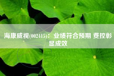 海康威视(002415)：业绩符合预期 费控彰显成效