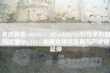 卓越新能(688196)：2024A&2025Q1归母净利润同比增90%/111% 加速全球化布局与产业链延伸