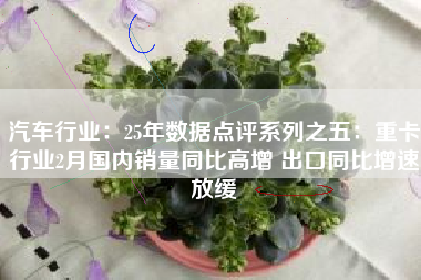 汽车行业：25年数据点评系列之五：重卡行业2月国内销量同比高增 出口同比增速放缓