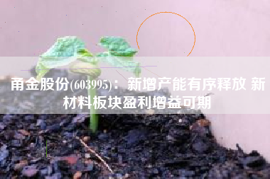 甬金股份(603995)：新增产能有序释放 新材料板块盈利增益可期