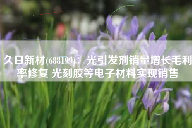 久日新材(688199)：光引发剂销量增长毛利率修复 光刻胶等电子材料实现销售