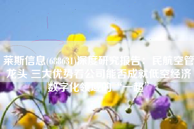 莱斯信息(688631)深度研究报告：民航空管龙头 三大优势看公司能否成就低空经济数字化领域的“一超”