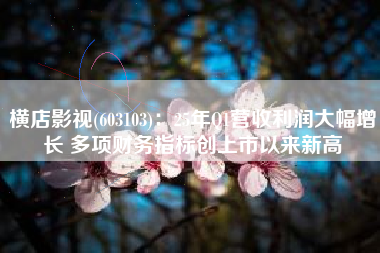 横店影视(603103)：25年Q1营收利润大幅增长 多项财务指标创上市以来新高