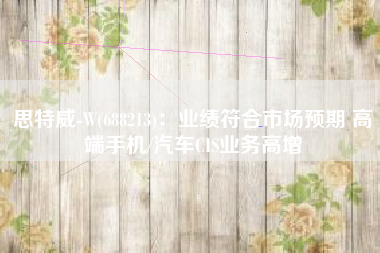 思特威-W(688213)：业绩符合市场预期 高端手机/汽车CIS业务高增