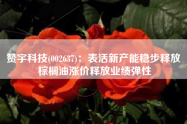赞宇科技(002637)：表活新产能稳步释放 棕榈油涨价释放业绩弹性