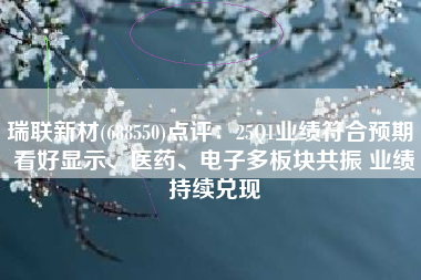 瑞联新材(688550)点评：25Q1业绩符合预期 看好显示、医药、电子多板块共振 业绩持续兑现