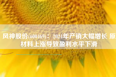 风神股份(600469)：2024年产销大幅增长 原材料上涨导致盈利水平下滑