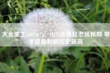 大金重工(002487)：1Q25业绩超市场预期 单季度盈利刷历史新高