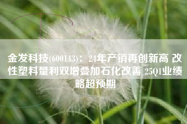 金发科技(600143)：24年产销再创新高 改性塑料量利双增叠加石化改善 25Q1业绩略超预期