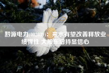 黔源电力(002039)：来水有望改善释放业绩弹性 大股东增持显信心