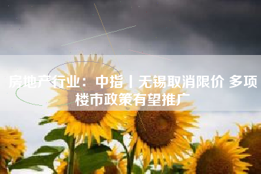 房地产行业：中指丨无锡取消限价 多项楼市政策有望推广