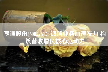 亨通股份(600226)：铜箔业务加速发力 构筑营收增长核心驱动力