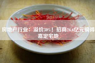 房地产行业：溢价30%！招商26.6亿元摘得嘉定宅地