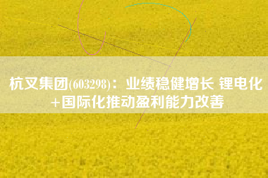 杭叉集团(603298)：业绩稳健增长 锂电化+国际化推动盈利能力改善