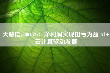 天融信(300452)：净利润实现扭亏为盈 AI+云计算驱动发展