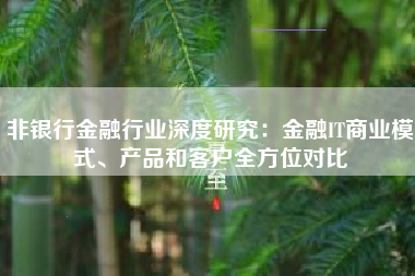 非银行金融行业深度研究：金融IT商业模式、产品和客户全方位对比
