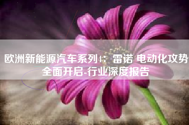 欧洲新能源汽车系列4：雷诺 电动化攻势全面开启-行业深度报告