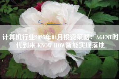 计算机行业2025年04月投资策略：AGENT时代到来 KNOW HOW智能实现落地