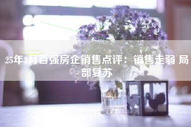 25年3月百强房企销售点评：销售走弱 局部复苏
