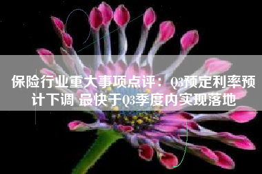 保险行业重大事项点评：Q3预定利率预计下调 最快于Q3季度内实现落地