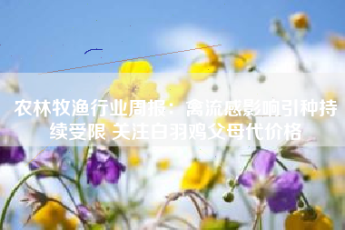 农林牧渔行业周报：禽流感影响引种持续受限 关注白羽鸡父母代价格