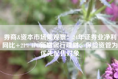 券商&资本市场周观察：24年证券业净利同比+21% IPO新增银行理财、保险资管为优先配售对象