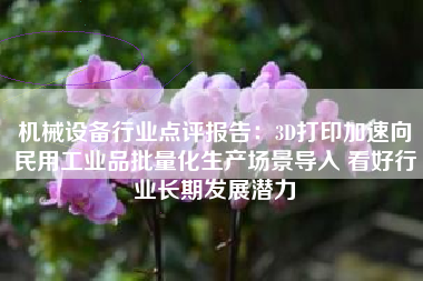 机械设备行业点评报告：3D打印加速向民用工业品批量化生产场景导入 看好行业长期发展潜力