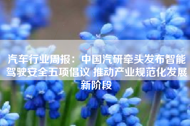 汽车行业周报：中国汽研牵头发布智能驾驶安全五项倡议 推动产业规范化发展新阶段