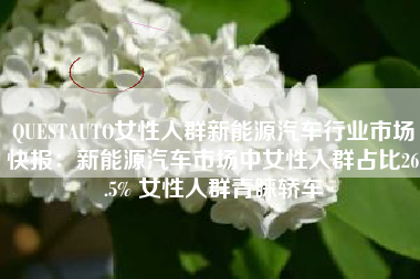 QUESTAUTO女性人群新能源汽车行业市场快报：新能源汽车市场中女性人群占比26.5% 女性人群青睐轿车
