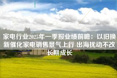家电行业2025年一季报业绩前瞻：以旧换新催化家电销售景气上行 出海扰动不改长期成长