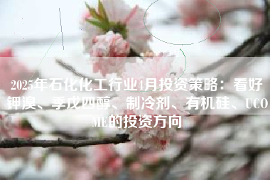2025年石化化工行业4月投资策略：看好钾溴、季戊四醇、制冷剂、有机硅、UCOME的投资方向
