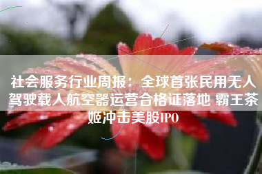 社会服务行业周报：全球首张民用无人驾驶载人航空器运营合格证落地 霸王茶姬冲击美股IPO