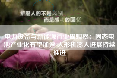 电力设备与新能源行业周观察：固态电池产业化有望加速 人形机器人进展持续推进