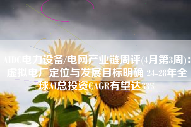 AIDC电力设备/电网产业链周评(4月第3周)：虚拟电厂定位与发展目标明确 24-28年全球AI总投资CAGR有望达33%