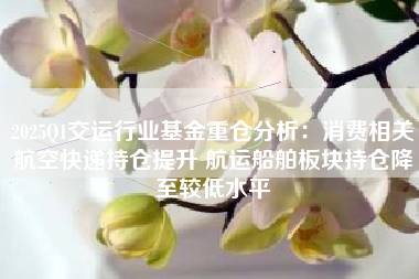 2025Q1交运行业基金重仓分析：消费相关航空快递持仓提升 航运船舶板块持仓降至较低水平