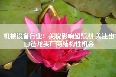 机械设备行业：关税影响超预期 关注出口链龙头厂商结构性机会