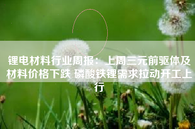 锂电材料行业周报：上周三元前驱体及材料价格下跌 磷酸铁锂需求拉动开工上行