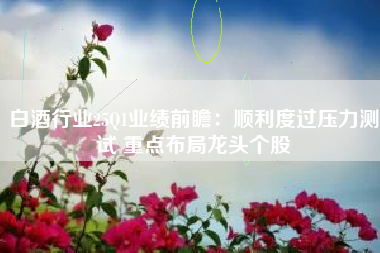 白酒行业25Q1业绩前瞻：顺利度过压力测试 重点布局龙头个股