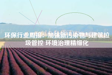 环保行业周报：加强新污染物与建筑垃圾管控 环境治理精细化