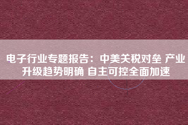 电子行业专题报告：中美关税对垒 产业升级趋势明确 自主可控全面加速