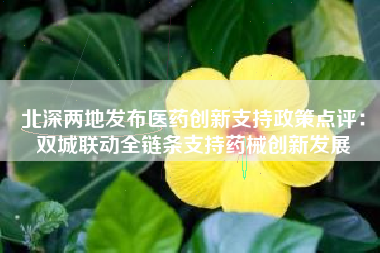 北深两地发布医药创新支持政策点评：双城联动全链条支持药械创新发展