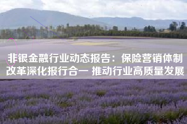 非银金融行业动态报告：保险营销体制改革深化报行合一 推动行业高质量发展