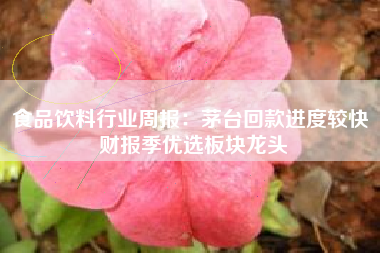 食品饮料行业周报：茅台回款进度较快 财报季优选板块龙头