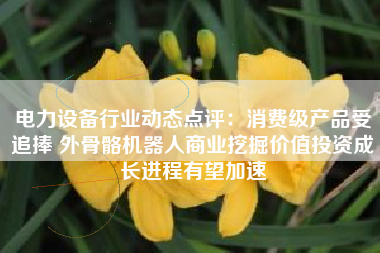 电力设备行业动态点评：消费级产品受追捧 外骨骼机器人商业挖掘价值投资成长进程有望加速